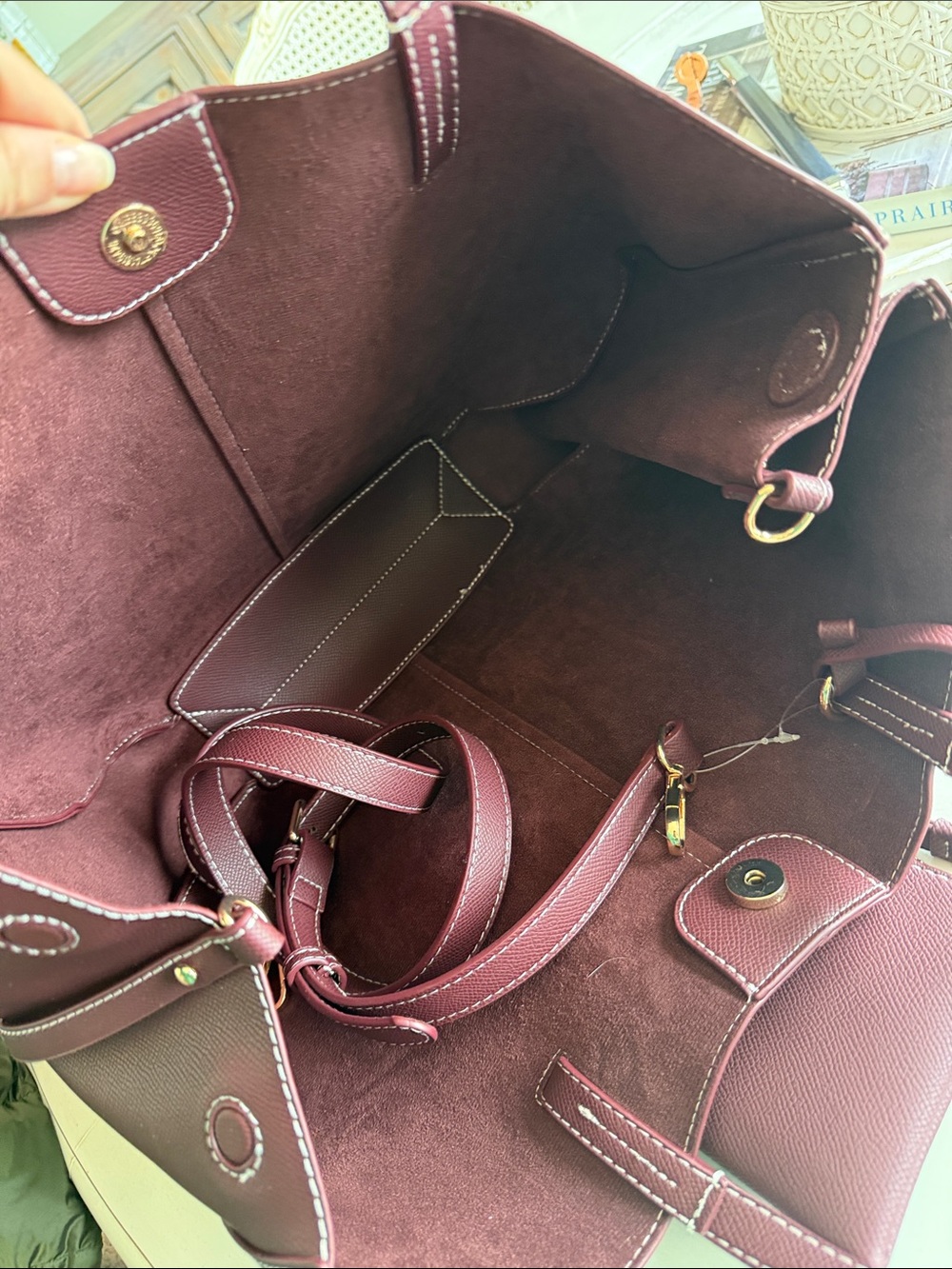 NWOT Anthropologie Top-Handle Long Tote - 🍷 color - Picture 4 of 4